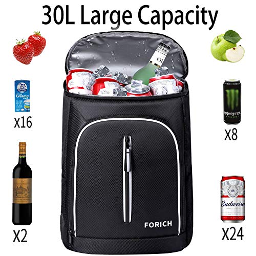 Image of FORICH Soft Cooler Backpack Insulated Waterproof Backpack Cooler Bag Leak Proof Portable Small Cooler Backpacks to Work Lunch Travel Beach Camping Hiking Picnic Fishing Beer for Men Women (Black)