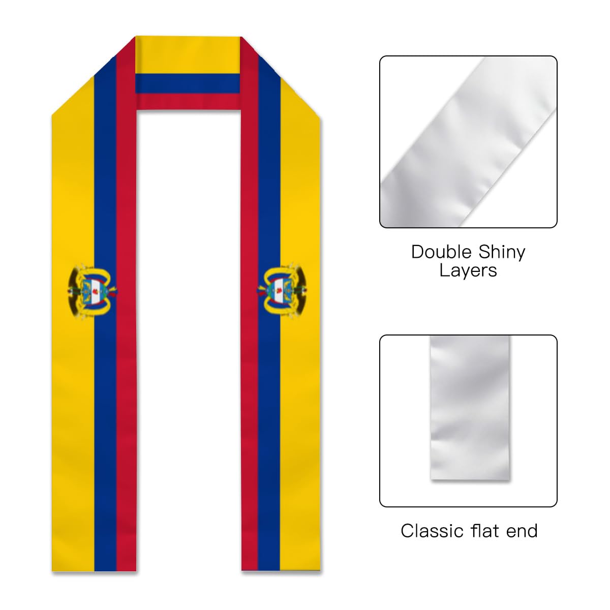 Colombian Flags Graduation Sash, Thickened Graduation Stole Scarf Gifts for International Student