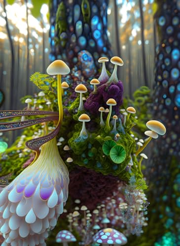 Plantes biomorphes fantastiques poster SERENDIPITP pour salon moderne 58x90cm