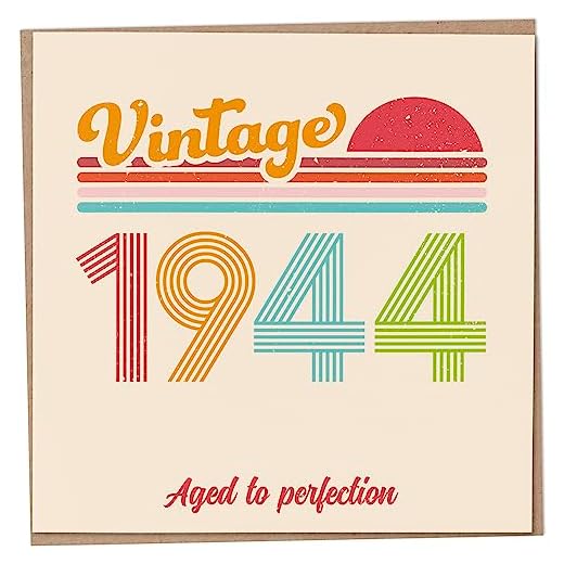 Tarjeta de cumpleaños 79 – Vintage 1944 Aged to Perfection, divertida tarjeta de felicitación para hombres y mujeres, tarjetas de cumpleaños para mujeres, tarjetas de cumpleaños para hombres, tarjeta