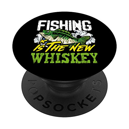 Fisherman Gift for Drink Lover Fishing is the New Whiskey PopSockets PopGrip: Agarre intercambiable para Teléfonos y Tabletas
