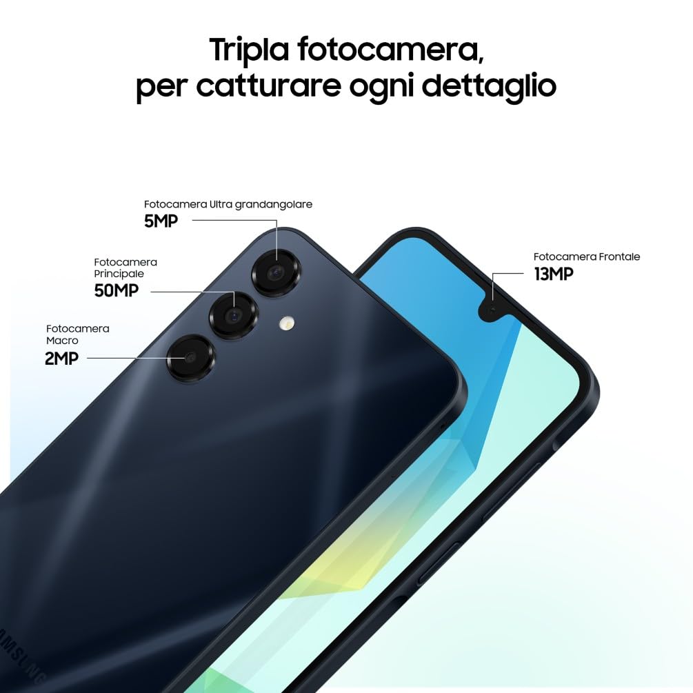 Samsung Galaxy A16 5G, Smartphone Android 14, Display Super AMOLED 6.7" FHD+, 4GB RAM, 128GB, Batteria 5.000 mAh, Resistenza IP54, memoria espandibile fino a 1.5TB, Light Gray [Versione Italiana]