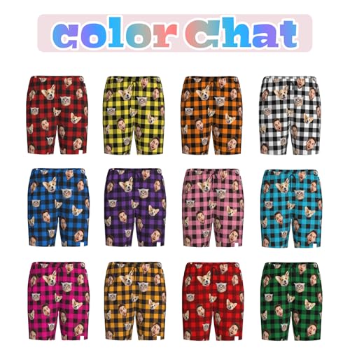Personalized Pajamas Pants Plaid Custom PJ Pant Funny Design with Face Chirstmas Short Pajama2