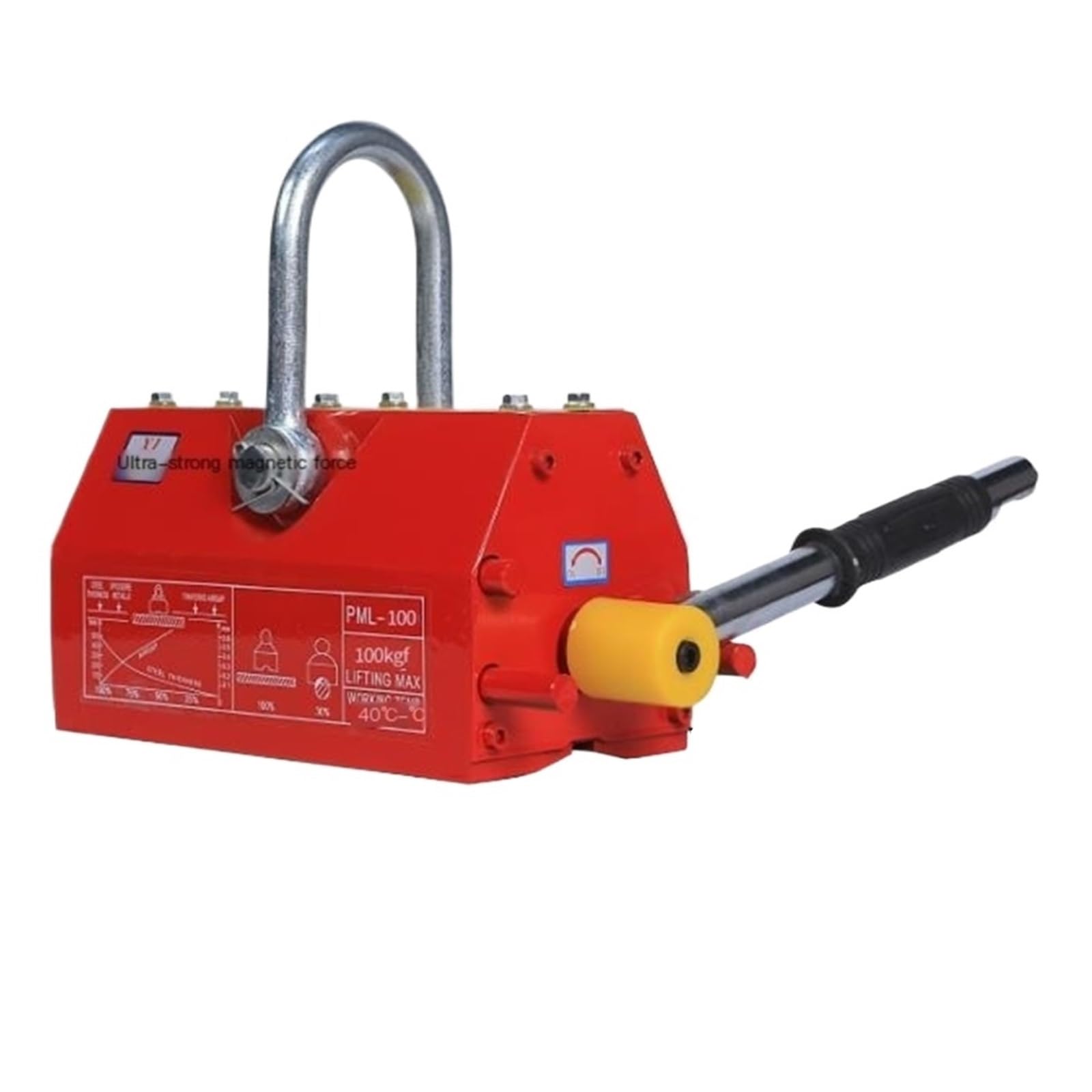 Permanentmagnet-Hebevorrichtung 400/600 kg Magnetspannplatte 1/2-Tonnen-Stahlplatte 3-Tonnen-5-Tonnen-Rundstange Starker Magnet(200KG)