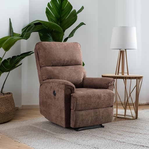 Sillón reclinable eléctrico tapizado marrón miniatura 5