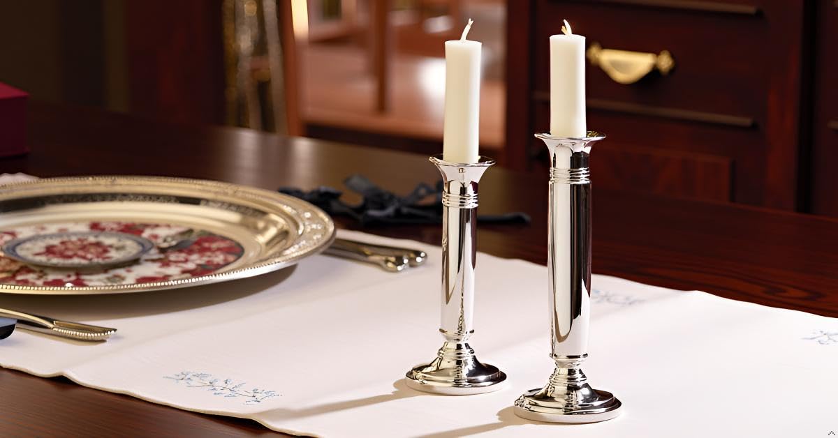 Kerzenleuchter Sylt 2er Set (H 23 cm & 18 cm) Silber Plated Versilbert Elegante Tischdeko Inkl. Geschenkbox