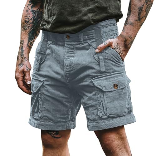 Short cargo tactique homme en velours côtelé ample et léger