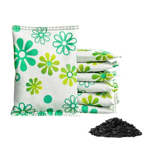 12 Pack Activated Charcoal Odor Absorber Bags Natural Bamboo Charcoal Deodorizer for Refrigerator Closet Shoe Car Pet Area Home Air Purifier Reusable Up to 2 Years 50g/Pack