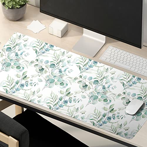 Image of Large Mouse Pad 31.5x11.8 Inches XL Extended Gaming Mousepad Green Leaves Desk Mat for Desktop, Long Computer Keyboard Mouse Mat Non-Slip Base Desk Pad for Home Laptop Game Office Work