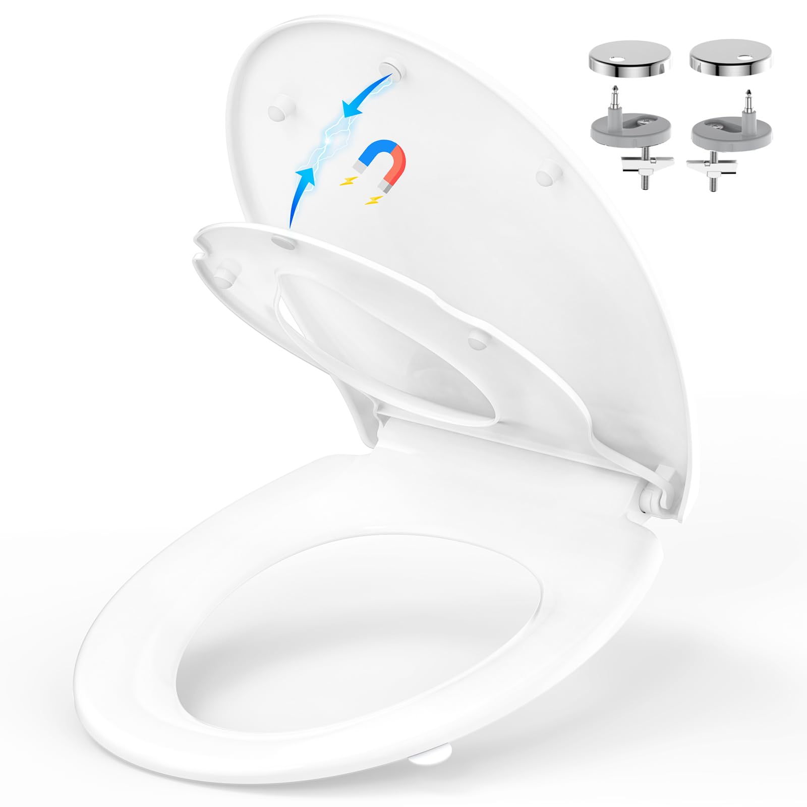 YEAUPE PRO Toilet Seat Soft Close - O Shaped White Universal Bathroom Bowl Toulet Seats with Lid Lifter,Quick Release for Easy Cleaning (Toilet lid with Child seat)