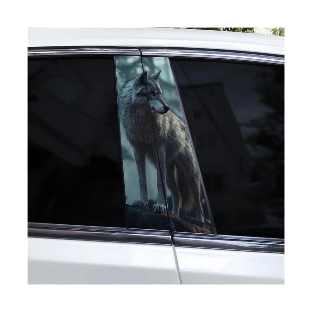 Decorative Items 2pcs Wolf Full Moon Car Center Pillar Sticker(B)