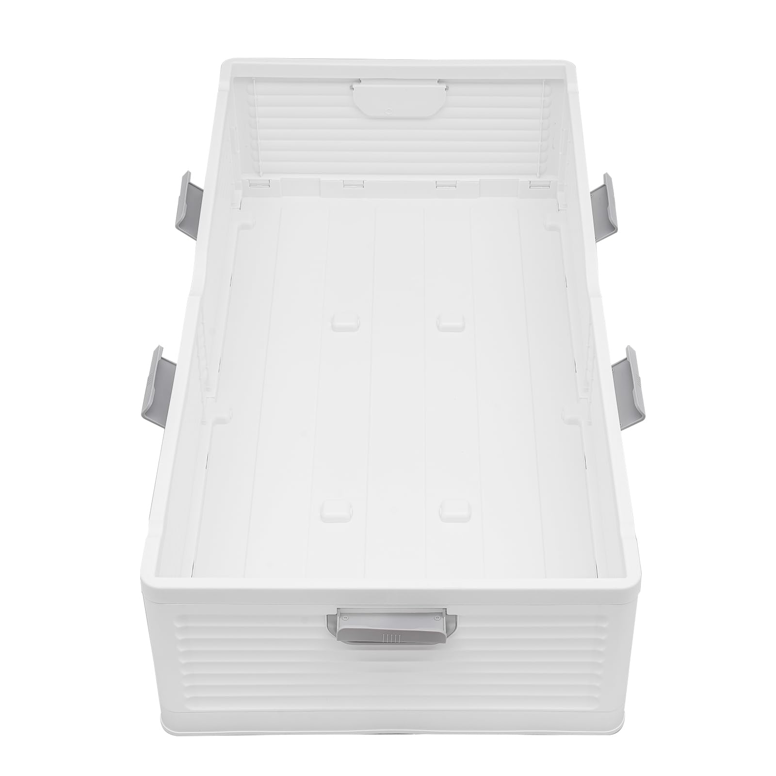 Unterbett Aufbewahrungsbox 101x51.5x24cm, faltbare Unterbettkommode mit Rollen, Kunststoffbox mit doppelseitigem Deckel, für Kleidung, Schuhe und Bettwäsche, Weiß