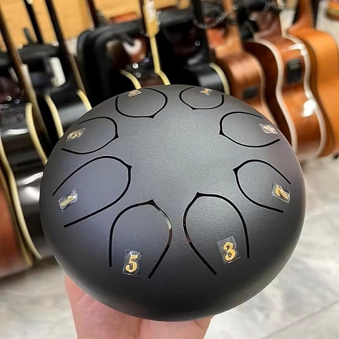 YAYUZEST Steel Tongue Drum 8 Notas 6.5 Pulgadas Negro miniatura 6