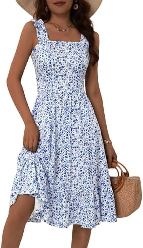 ZABERRY Womens Summer Midi Dress 2025 Elastic Stra… ZABERRY Womens Summer Midi Dress 2025 Elastic Stra…