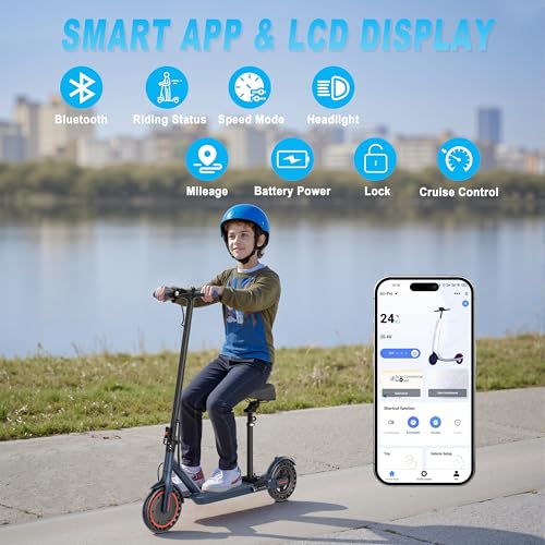 Electric Scooter, Folding E Scooter for Adults with Seat,