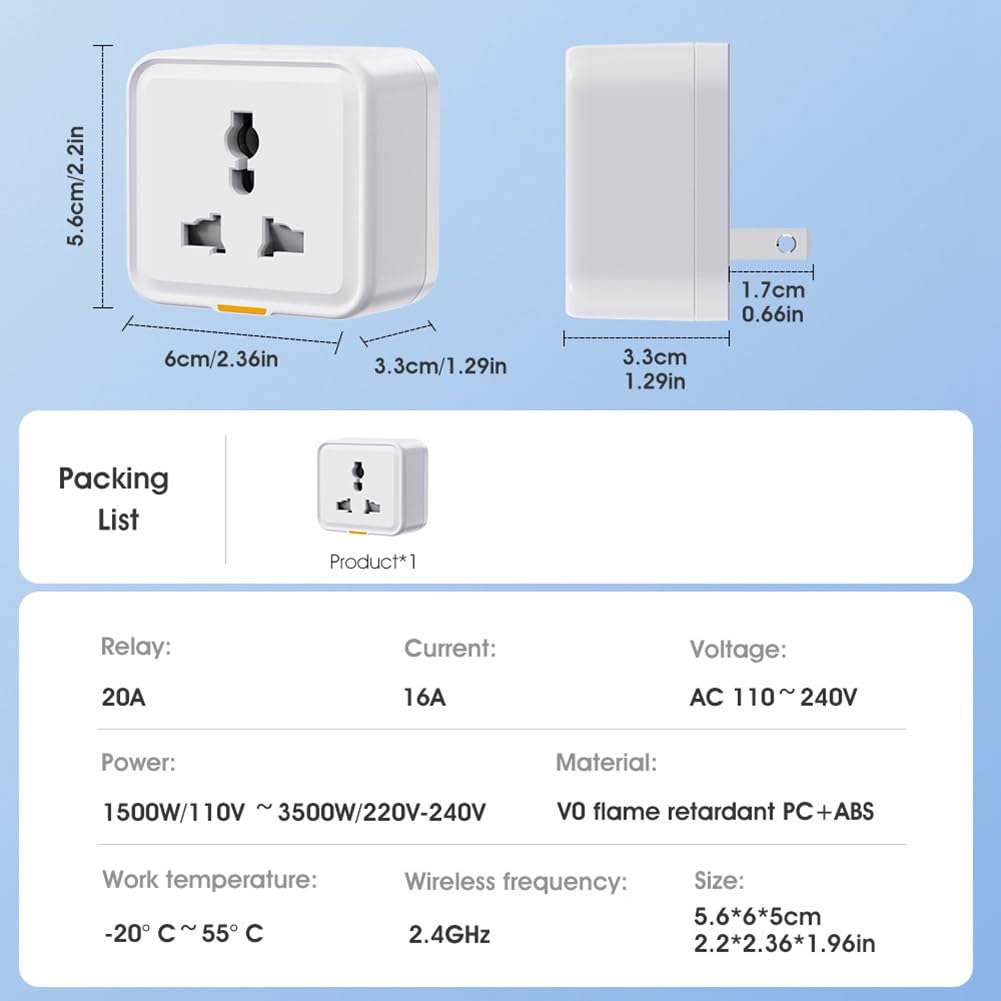 WiFi Smart Socket Universal Plug APP Controls Voice Timing 2 4G Wireless Plug Switch US Plug White — view 3