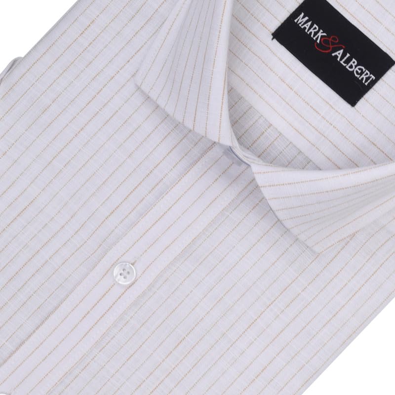Image of MARK & ALBERT Men's Half Sleeve Cotton Linen Striped Shirt