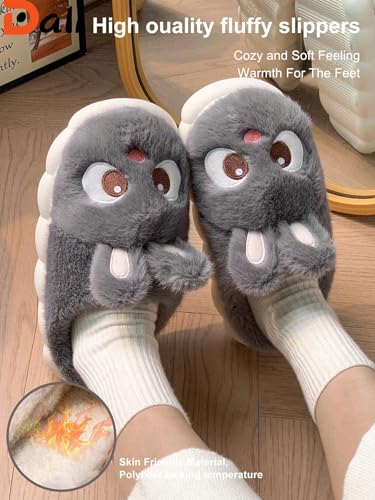 Soft Slippers Plush 3D Bunny Ear Cozy Warm Fuzzy Indoor Shoes for Women Cute Animal Ears House Slippers Non-Slip Winter Home Footwear Comfortable Gift3
