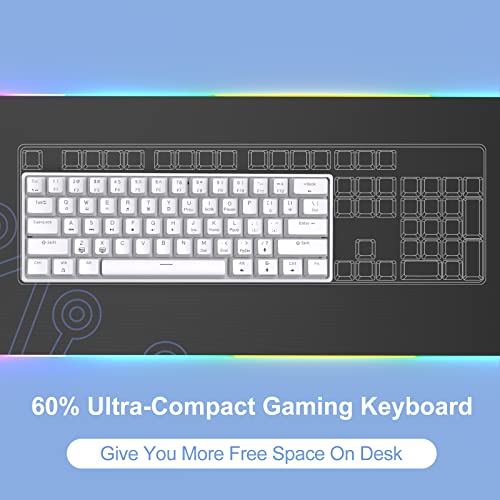 Dierya 60% Mechanical Keyboard, Dk61Se Wired Gaming Keyboard With Red Switches, Led Backlit Ultra-Compact 61 Keys Mini Office Keyboard For Windows Laptop Pc Gamer Typist（White） #TOP1