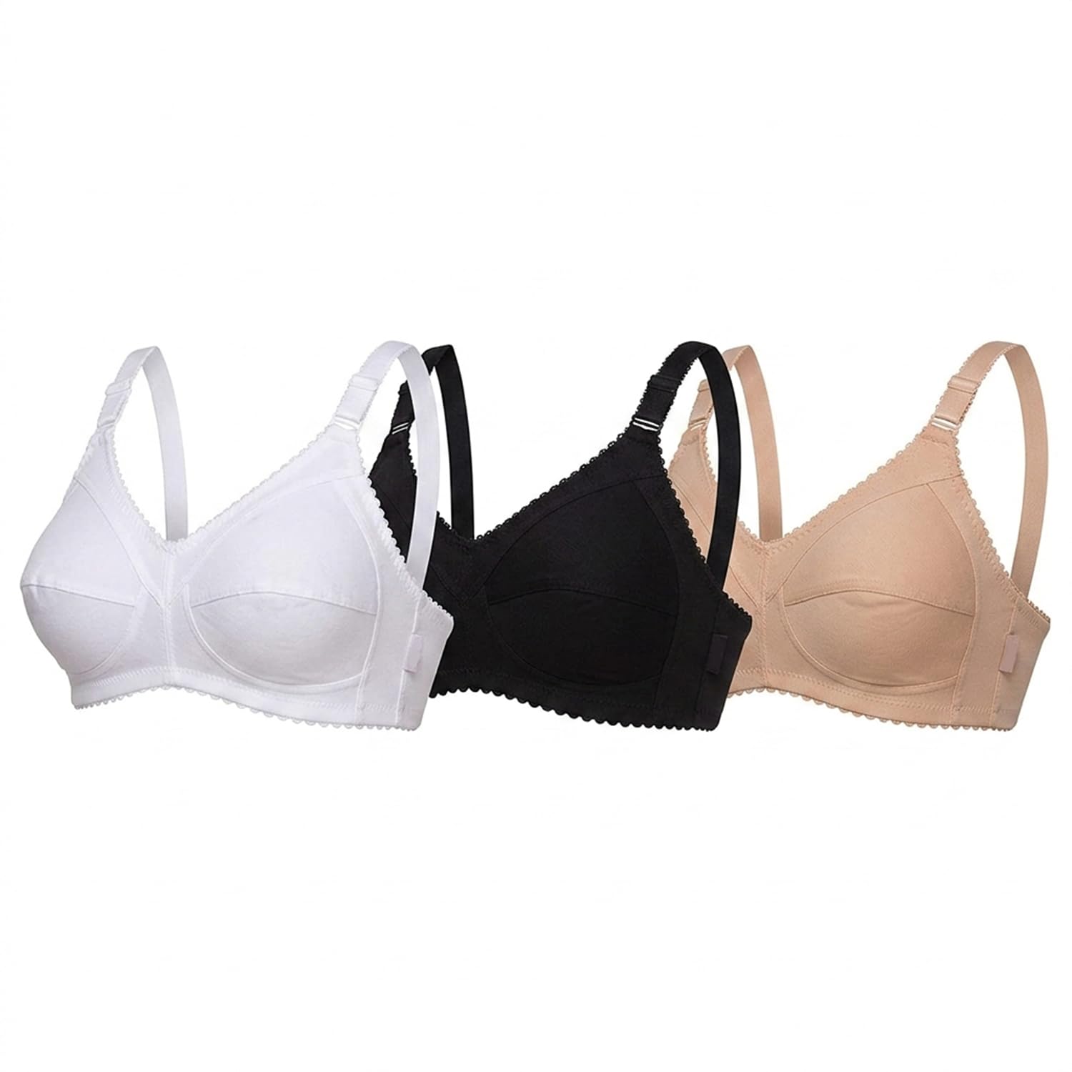 Plus Size Cotton Bra for Women Pack of 3 | Full Coverage, Non Padded & Non Wired | Breathable Support for Heavy Bust | Wide Straps Comfort Essential-picture-53