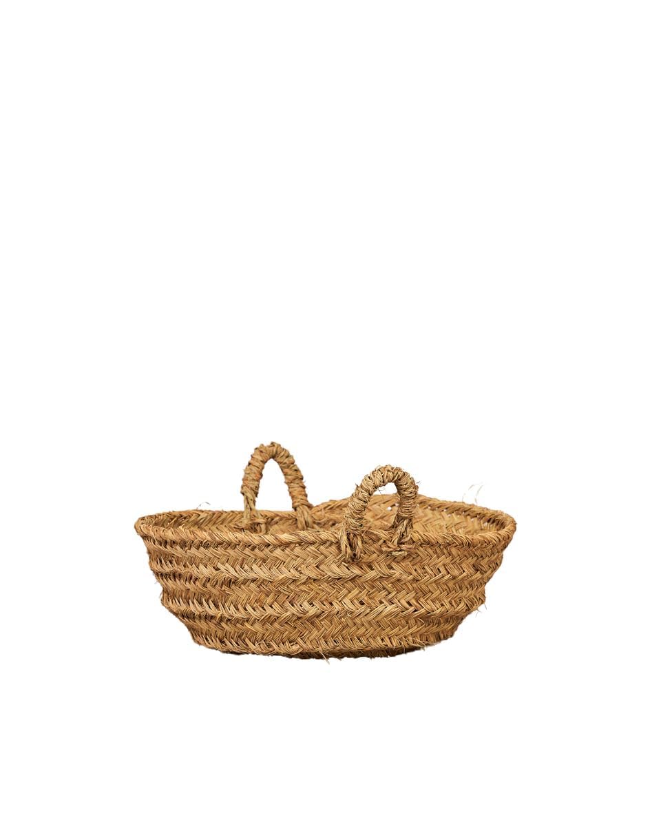 Cestería Aparici - Capazo de Esparto Ovalado, Cesto Leñero Artesanal con Asas. Cesto Decorativo Compacto para Almacenaje. EXTRA PEQUEÑO (42 x 28 x 14 cm) Ref. 7109-2