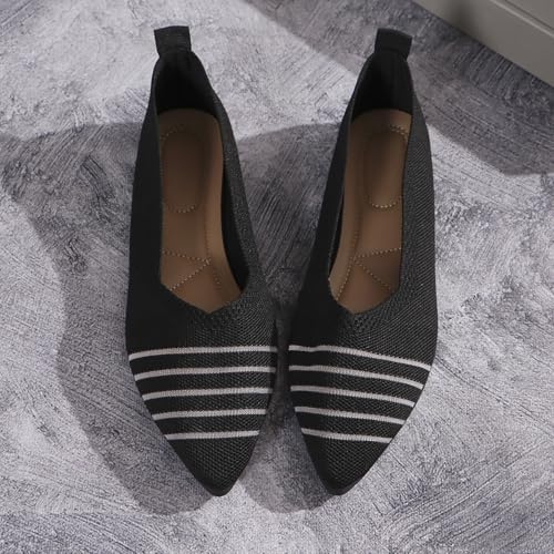 Women's Ballet Flats Knit Dress Shoes Slip-on Walking Shoes with Arch Support Comfort Ballerina Soft Work Shoes3