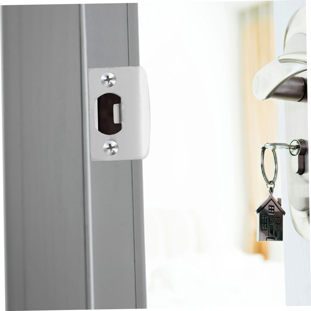 SHINEOFI 4 Ensembles Plaque De Renfort De Porte Inoxydable De Plaques De Fermeture Pour Serrures De Porte Résistante À Installation Facile Sécurise Vos Entrées 6 Pièces * 4