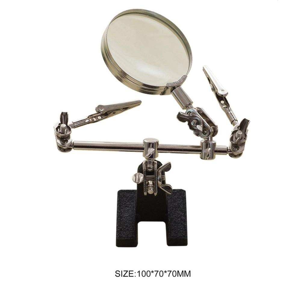 Loupe 6X à 3 Mains, Support métallique Portable à Clipser, Support de Fer à souder, Outil de soudage avec ES Compatible avec Les Timbres de bijoutier charitable