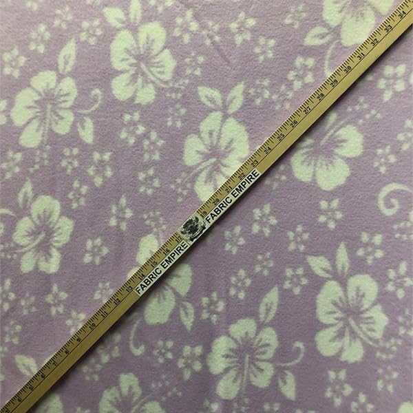 Tela de vellón estampado floral hibisco 58 pulgadas de anchovendido por Continuous Yard (lavanda)