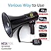 Roar of Lion Bullhorn Megaphone with Siren & Volume Control/Recorder - Waterproof 30W Reliable and Consistent Performance, 700-sec Voice Recording with Maximum Range 1640Yards, (Black/White)