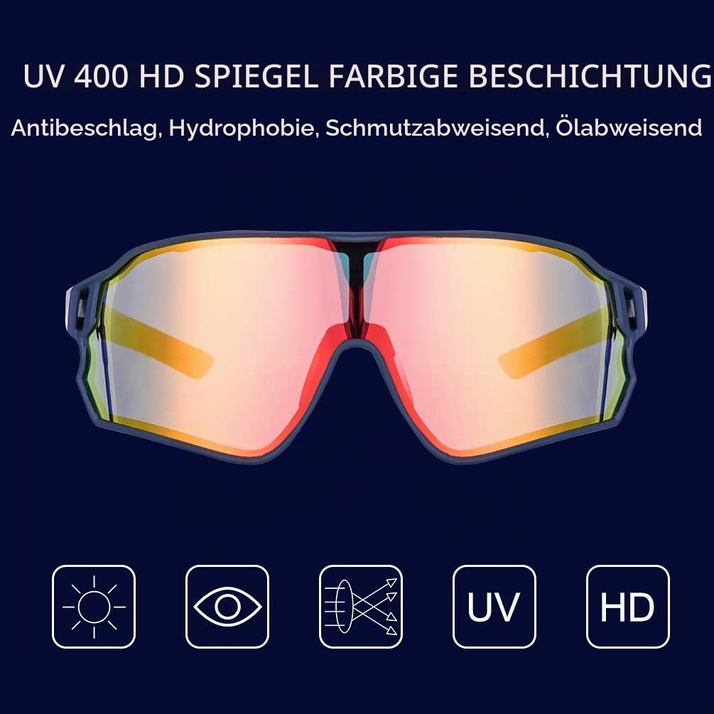 ROCKBROS Fahrradbrille Polarisierte Sonnenbrille Sportbrille Radbrille Herren Damen mit UV400-Schutz TR90-Rahmen für Outdoor-Sport Radfahren Laufen