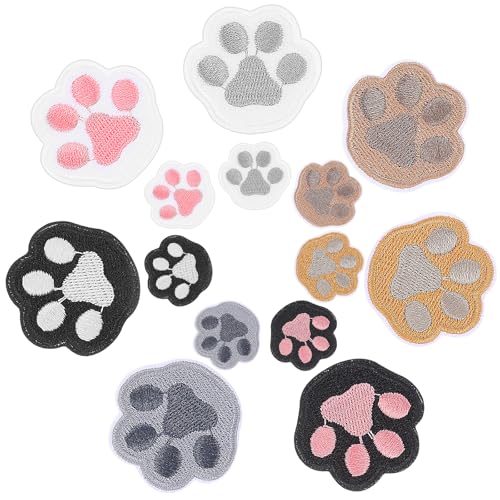 14 Stück Stoff Zum Aufbügeln Selbstklebender Aufnäher Mit Pfotenabdruck Hundepfote Schwarz Weiß Bügelflicken Hundepfoten Pfote Hund Aufnäher Bügelbild Patch Für Kinderkleidung Rucksäcke Weihnachten