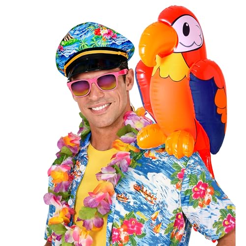 W WIDMANN MILANO Party Fashion 2465P - Aufblasbarer Papagei, Größe circa 60 cm, Dekoration, Mottoparty, Karneval