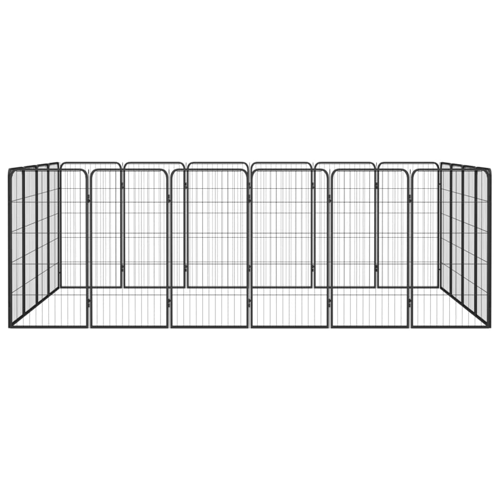 CHARMMA Dog Playpen Black Powder-Coated Steel Dog Playpen Rectangular,Dog Kennels & Runs-3115961