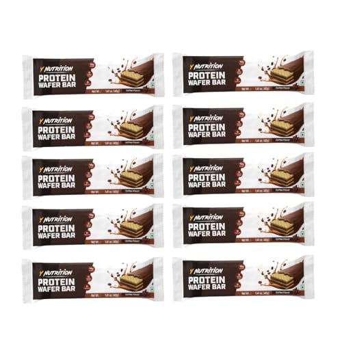 Image of Bevzilla Coffee Flavoured Nutrition Protein Wafer Bar | 10g Whey Protein & Low Sugar | Crunchy Coffee Flavor | Daily Protein Snack | High Energy & Nutrition Bars | 40g Each, Pack of 10