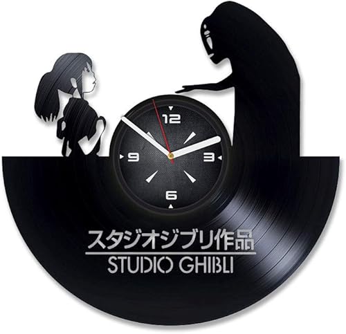 Reloj de pared de disco de vinilo sin cara. Decoración para dormitorio, sala de estar, compatible con habitación infantil temática Studio Ghibli.