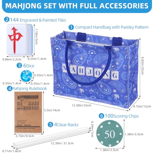 Set Completo de Mahjong Chino con 144 Fichas y Accesorios miniatura 2
