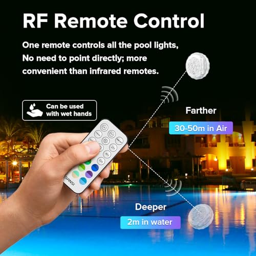Éclairage de piscine SANSI RGB 4Pack avec télécommande et fixation ventouse - 4