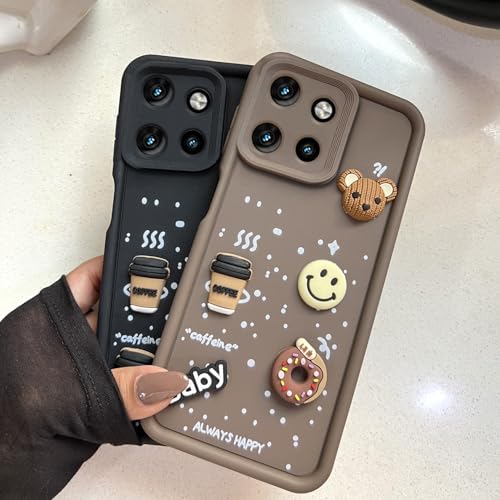 Image of COLORflow Back Cover Compatible with Motorola Moto Edge 50 Neo 5G | Cute Fun Cartoon 3D Ball Coffee Silicone Case (Black) | Designer Camera and Body Protected Back Cover