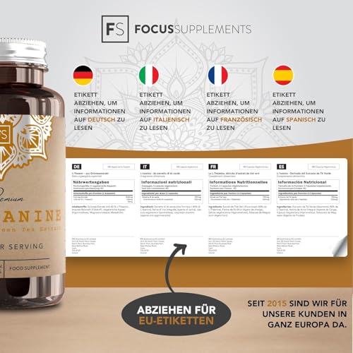 FS L-Theanine | Hochdosiertes Grüntee-Extrakt 750mg L-Theanin - 180 Kapseln pro Packung | L-Theanine für Stressreduktion