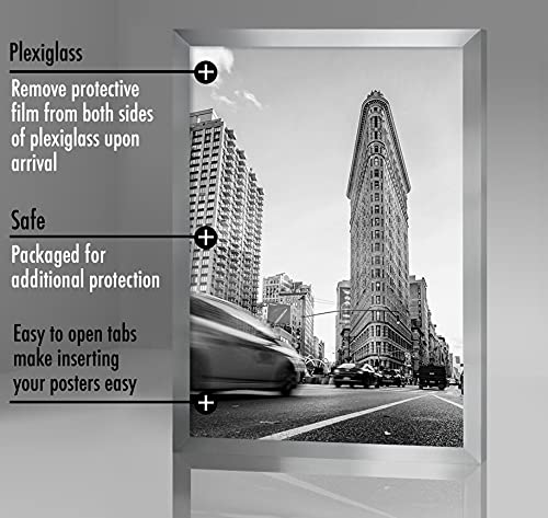 Americanflat 24x36 Poster Frame with Polished Plexiglass - Silver Picture Frame - Wide Photo Frames Made of Engineered Wood for Vertical or Horizontal Wall Display - Epic Collection - Silver