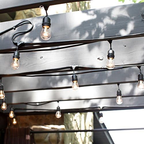 Eueasy Outdoor String Lights with 15 E26 Sockets by Deneve - 48 Feet Long