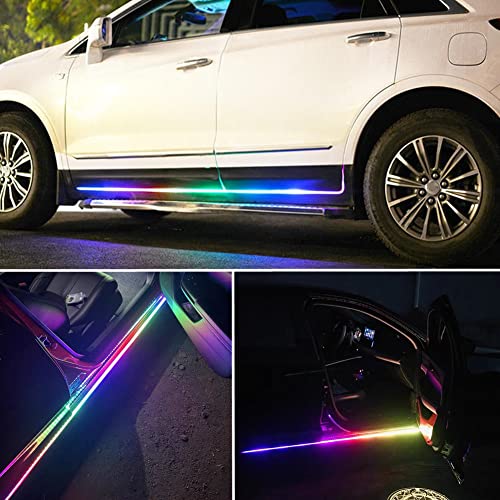 Greceyou Car Led Strip Lights, 2Pcs 78.7In Flexible Rgb Running Board Lights Strips, App Control Waterproof Sequential Led Side Marker Light For Cars, Suvs, Trucks (Multicolor+Cigarette Lighter Plug) #TOP2