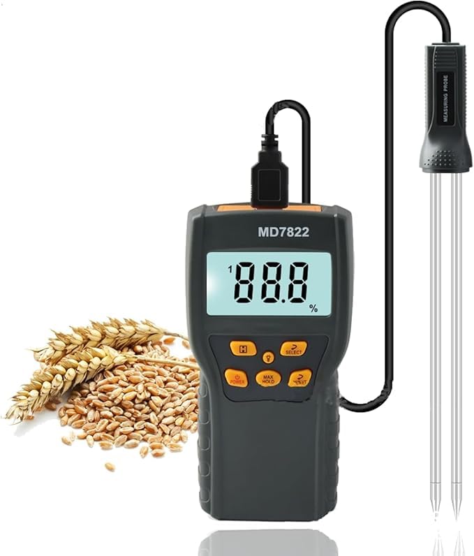 Grain Moisture Meter With Measuring Probe Accurate Measurement Food Moisture Meter LCD Display Grain Moisture Detector For Wheat Paddy Rice Corn Feed Barley MD-7822 Pin Type-image-43