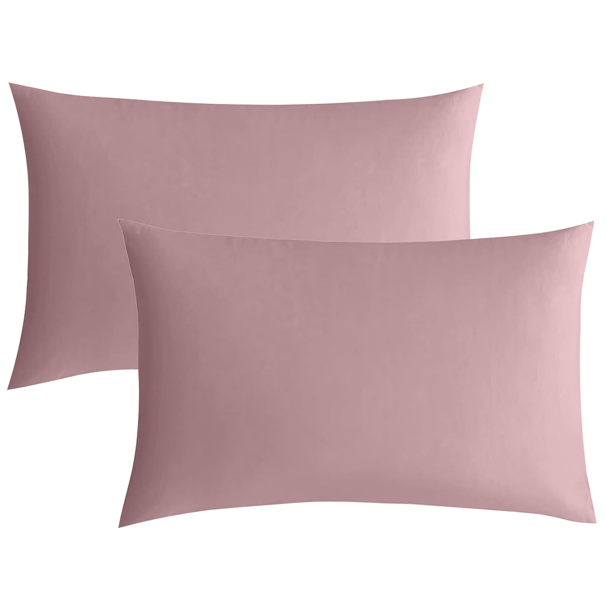 JELLYMONI Pillowcases Standard Set of 2 Cotton Envelope Pillow Covers Pink 20×26in Bed Pillow Cases 100% Washed Cotton Soft Breathable (Pillows are not Included)