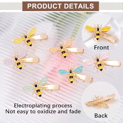 Pinzas para cabello metálicas abeja 6 piezas miniatura 3