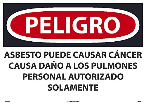 NMC National Marker Corp. SPD22PD Peligro Asbestos May Cause Cancer Causes Damage To Lungs Authorize