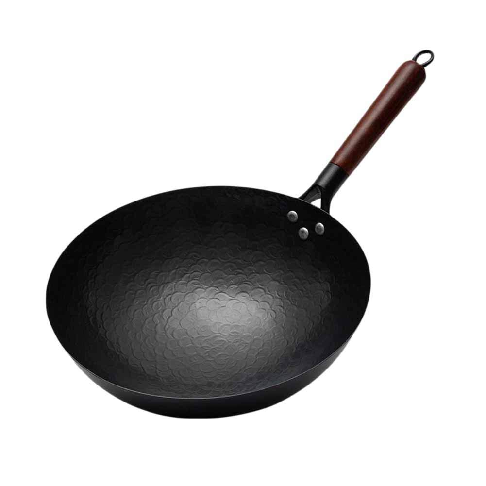 ASerZenith Cast Iron Wok, Non-Stick Round Bottom Pan, Anti-Rust Iron Cookware For Gas Stove,A-36Cm