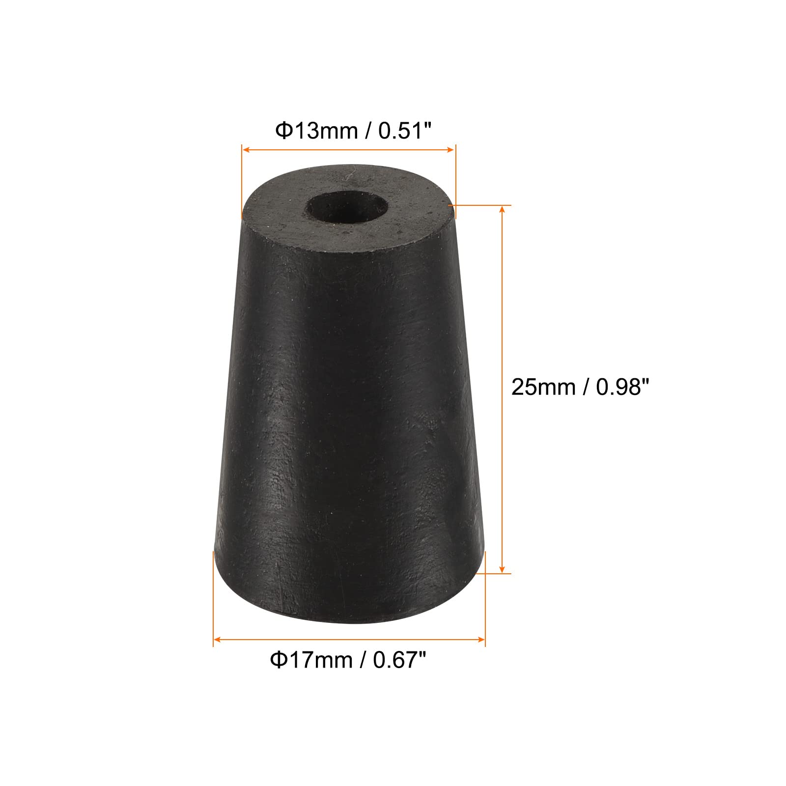 Tapón cónico goma roja 2 orificios BMH-058. Medidas 30x21x30 mm