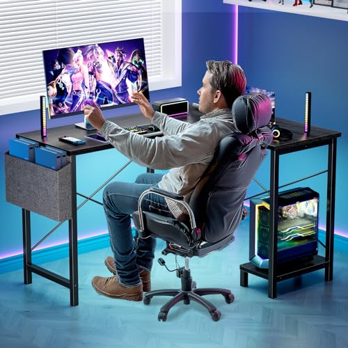 image for Sweetcrispy L Shaped Computer Desk - Corner Gaming PC Table with CPU S